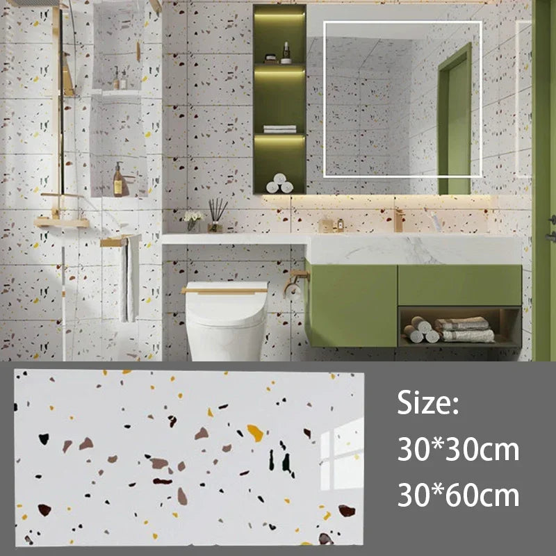 Imitation Ceramic Tile Wall Sticker Wallpaper Self-adhesive 3D Wall Decoration Bathroom Waterproof Marble Kitchen Wall Stickers