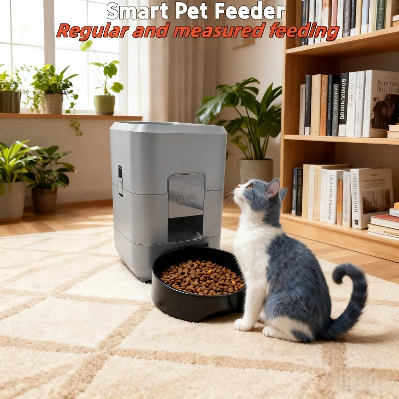 2L Automatic Pet Feeder for Cats with WiFi Smart Control Smartphone App Timed Quantitative Feeding Remote Feeding Cat Feeder