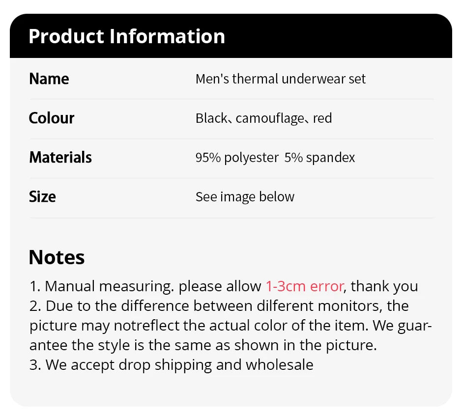 Men's Autumn Winter Camouflage Printed Underwear Set