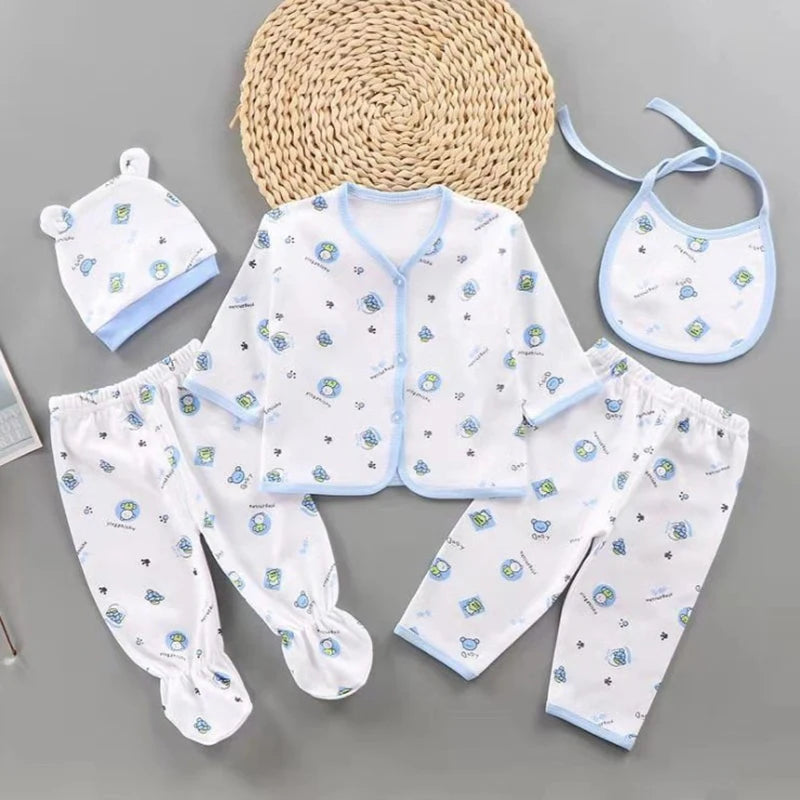 Bộ Đồ Sơ Sinh Baby Mềm Mại: Áo, Quần, Yếm, Mũ