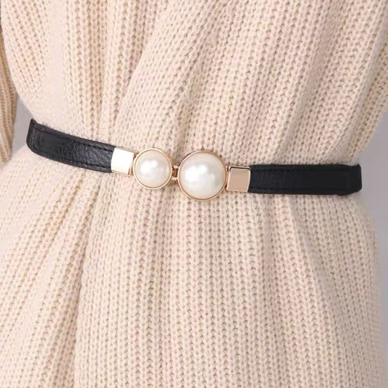 Elegant Elastic Pearl Women's Belt