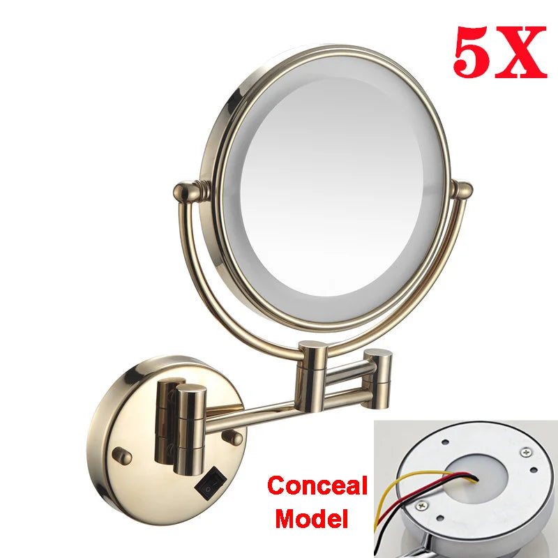 High-end Brushed Gold LED Hotel Makeup Mirror