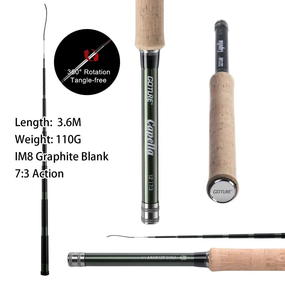 Bộ Cần Câu Tenkara Goture 12FT Siêu Nhẹ Carbon IM8