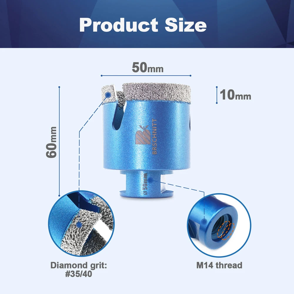 Mũi Khoan Kim Cương Đa Năng Cắt Gạch Đá M14 20-125mm - Daisan Mart