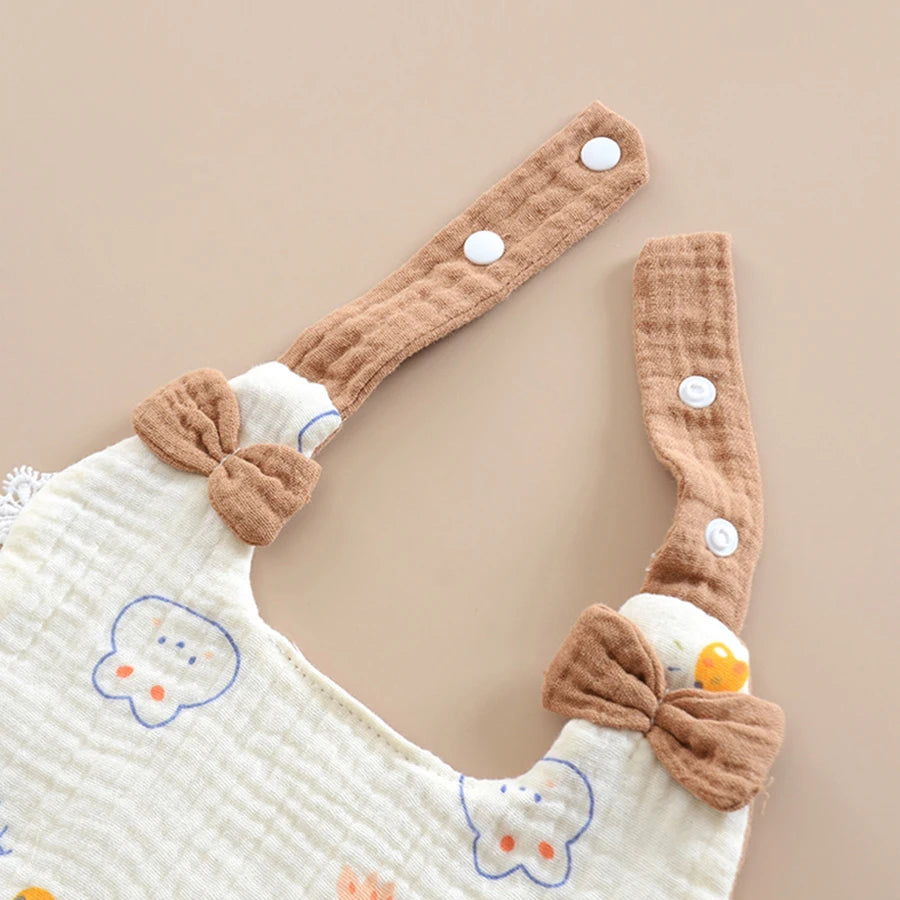 Newborn Muslin Lace Bow Bib for Baby Girls
