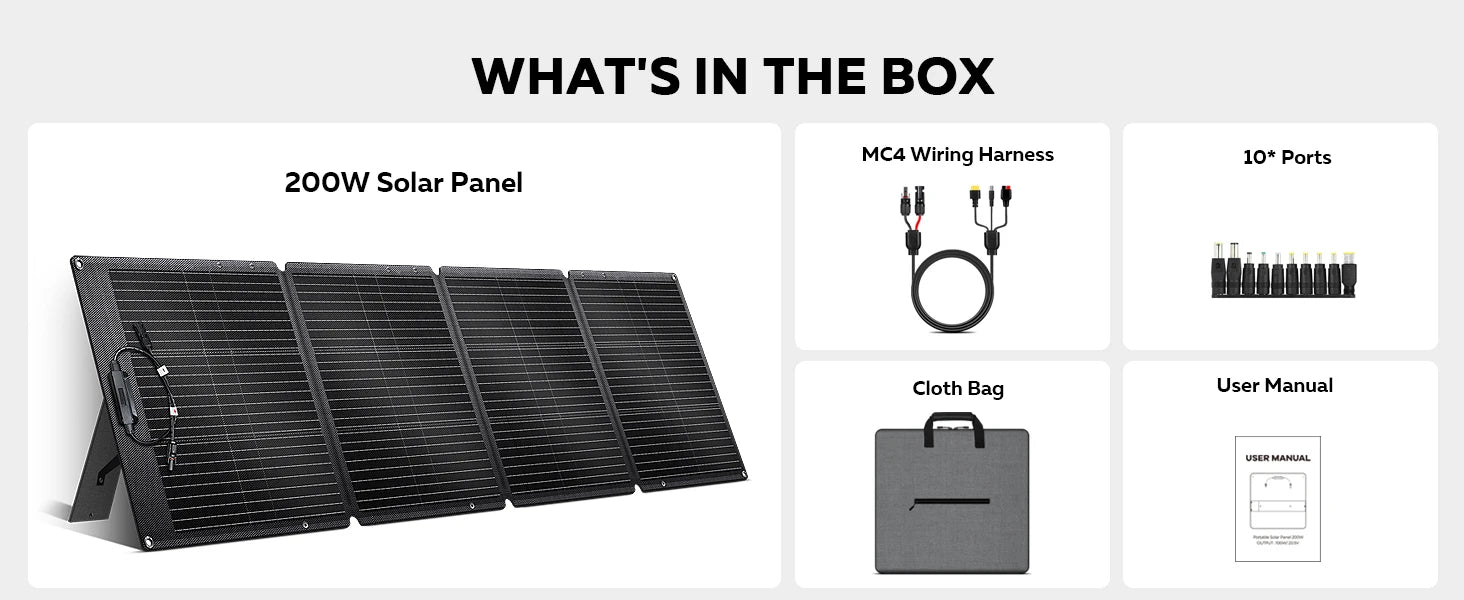 CTOLITY 200W Flexible Solar Panel Charger 20.5V ETFE Portable Folding Solar Generator for Camping Travel Boat RV 23% Efficiency