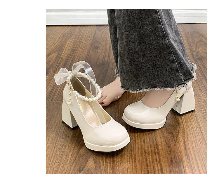 Giày Cao Gót Nữ Sang Trọng Nơ Lụa Dự Tiệc Cưới