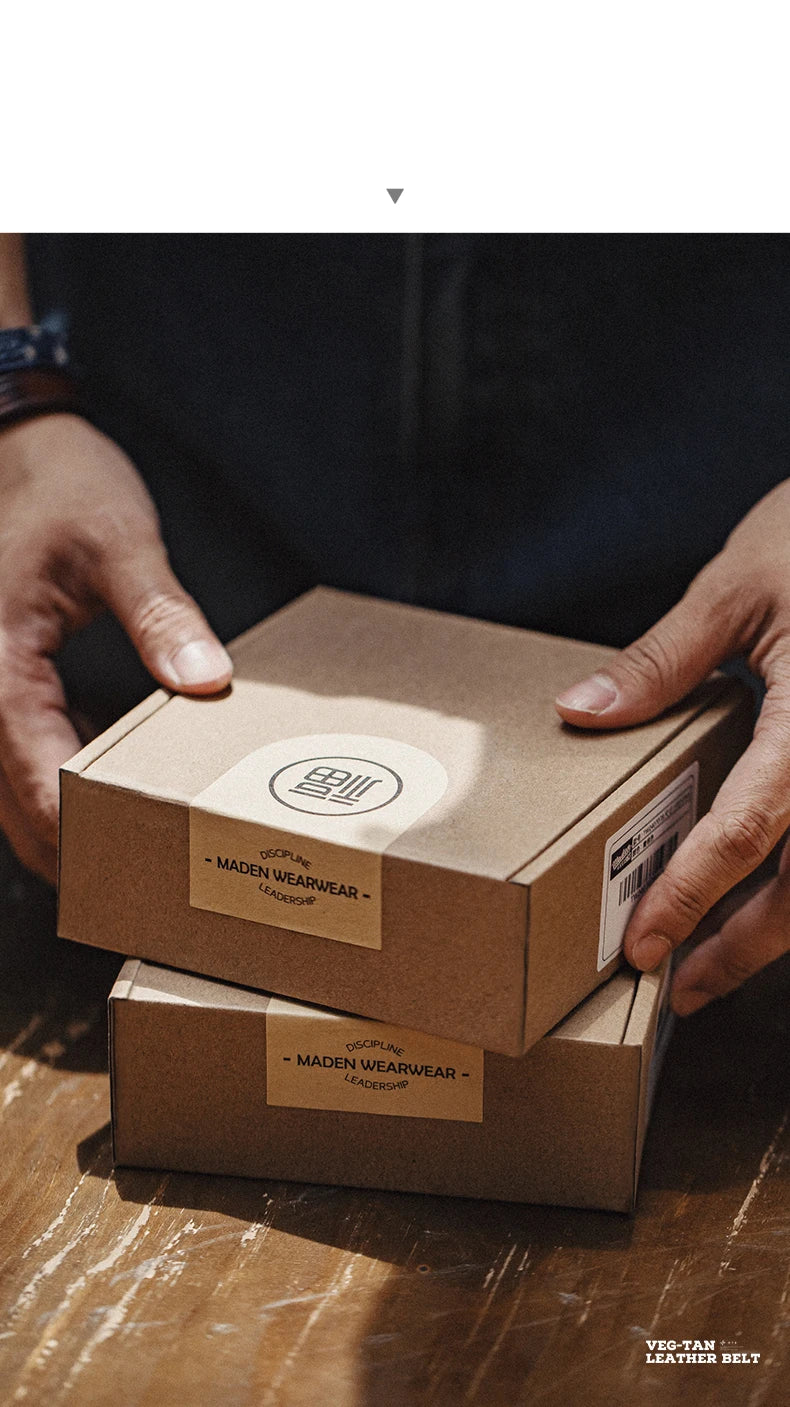 Thắt lưng da bò 2 lớp Vintage nam nâu Maden