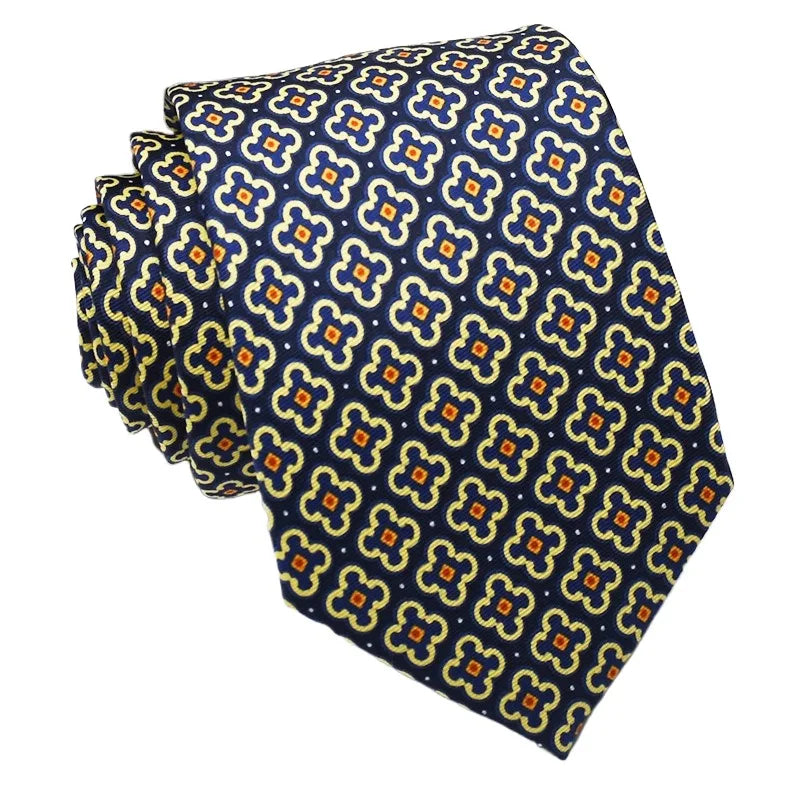 超柔軟絲質領帶，印有男士時尚圖案