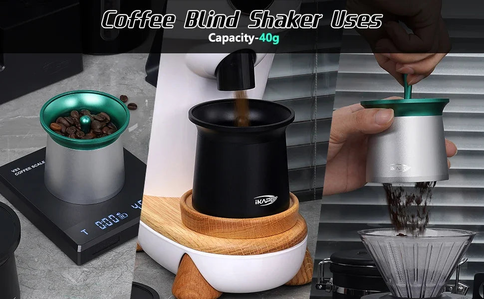 IKAPE Coffee Blind Shaker, Espresso Powder Receiver Cup, Coffee Powder Receiver Container Fits 51/54/58mm Portafilters, Silver