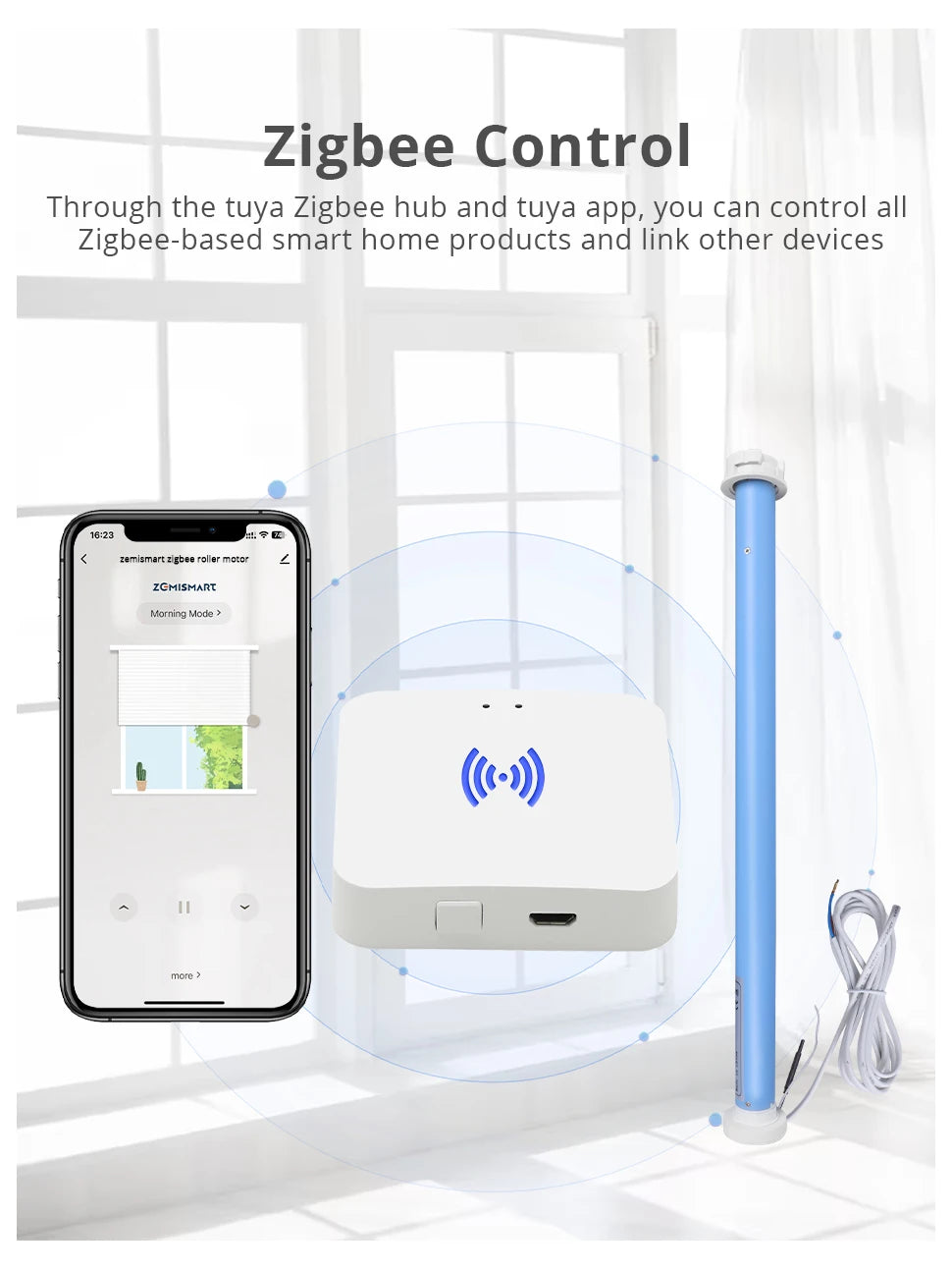 Zemismart Động Cơ Rèm Thông Minh Zigbee Cho Ống 37mm - Daisan Mart