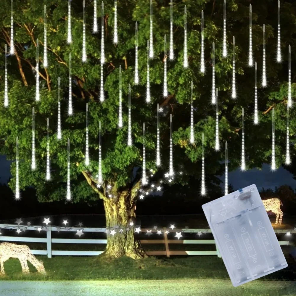 8 Tube 30cm Star Shower LED Light AA Battery Garden Decoration