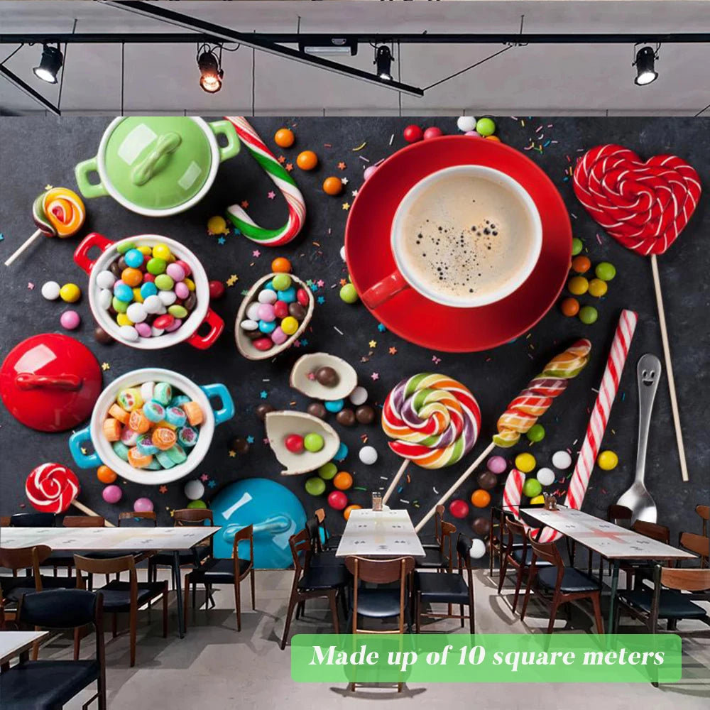 Custom Size Mural Wallpaper 3D Grilled Steak Pizza Shop Donuts Wall Painting Restaurant Cafe Modern Kitchen Spices Wall Papers