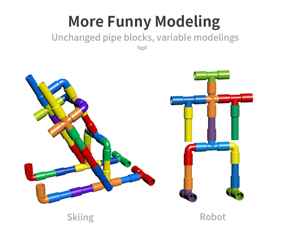 DIY Water Building Blocks Toy Educational Pipe Sensory STEM Kit Constructions Creativity Tube Blocks Pop Building Block Kids Toy