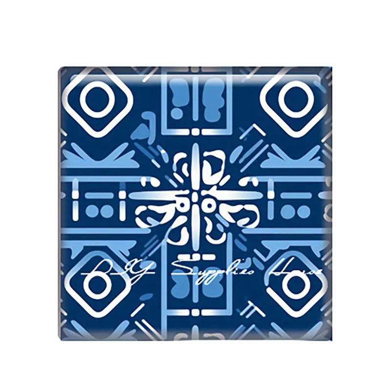 Mặt Kính Vuông Hoa Văn Xanh Cho Trang Sức Handmade