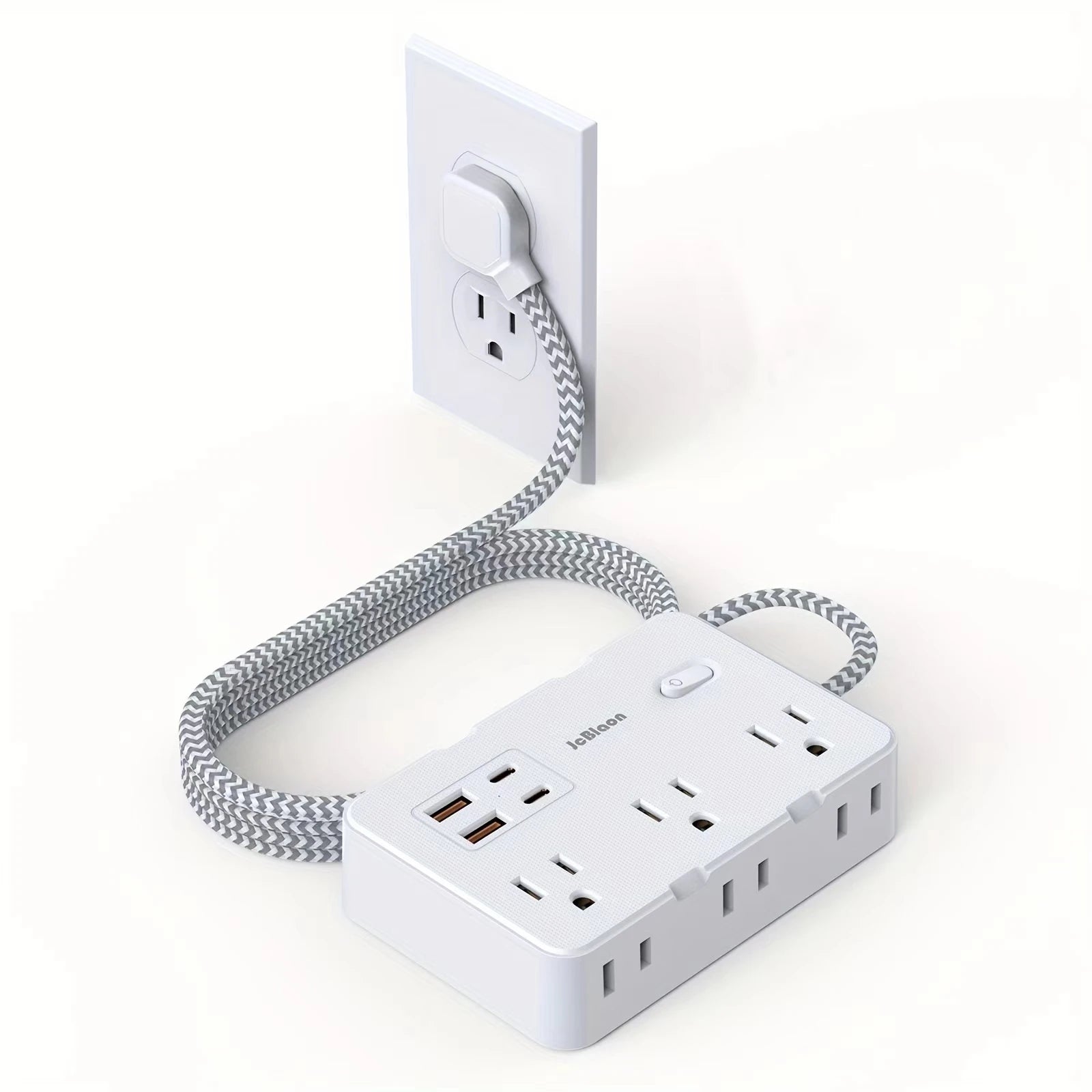 Multi-function Smart Power Outlet with USB Type-C, Braided Cord