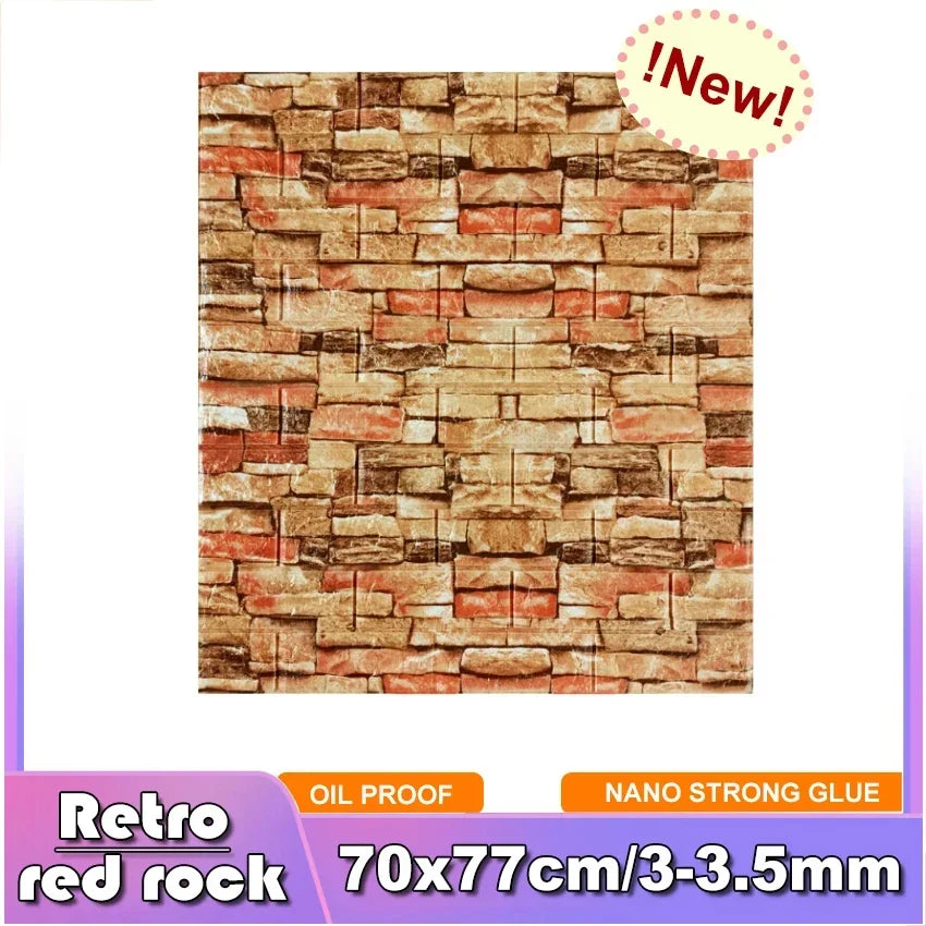 3D Brick Wall Sticker Strong three-dimensional 77*70cm Monochrome and Retro adesivos de parede paper Bring the fun of home life - Daisan Mart