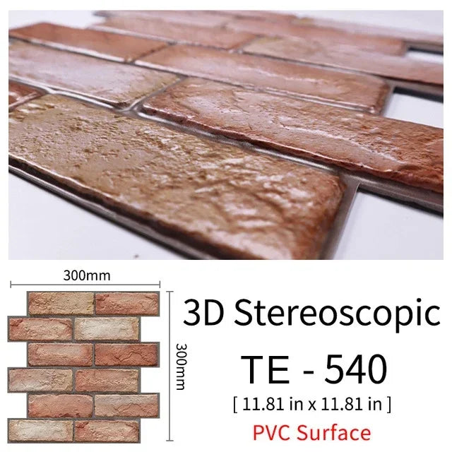 15PCS Wall Sticker Waterproof PVC imitation brick Wallpapers for TV walls living room bedroom kitchen kids rooms painted surface