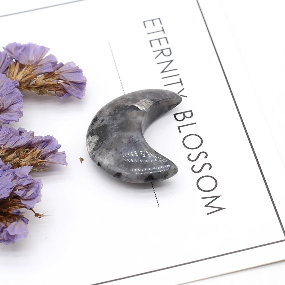 Feng Shui Rose Quartz Natural Stone Moon Statue