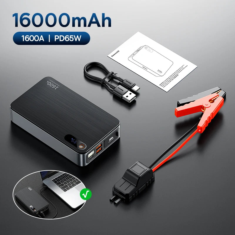 Baseus Sạc Khởi Động 1600A 16000mAh 65W Cho Ô Tô - Daisan Mart