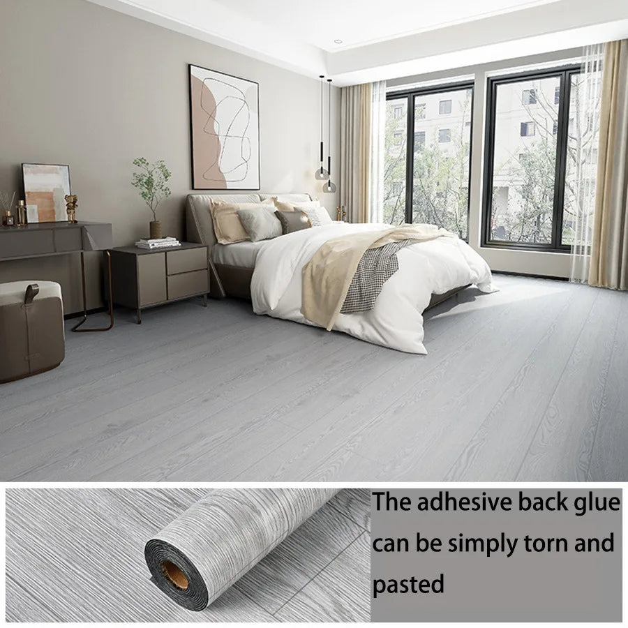 Thickened Wood Grain PVC Self-Adhesive Stickers Waterproof Floor Wall Decals for Indoor Home Decor Easy Peel  Stick