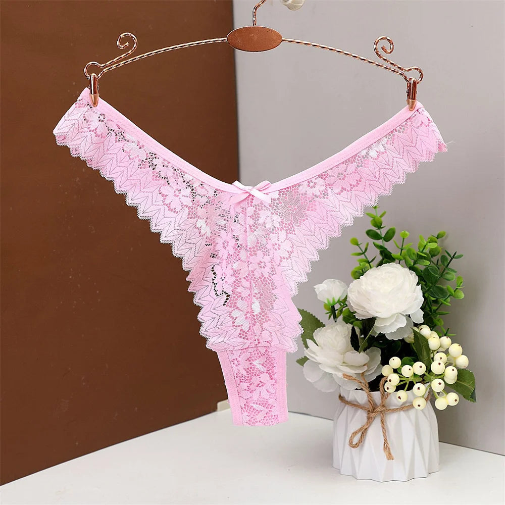 Sexy See-through Lace Panties Medium Back Large Size