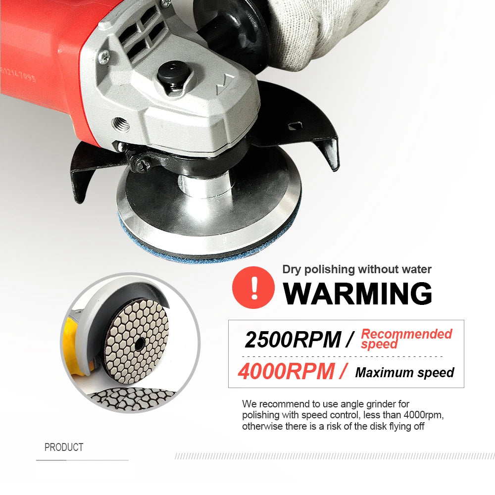 Set of 7 100mm Diamond Polishing Discs for Granite