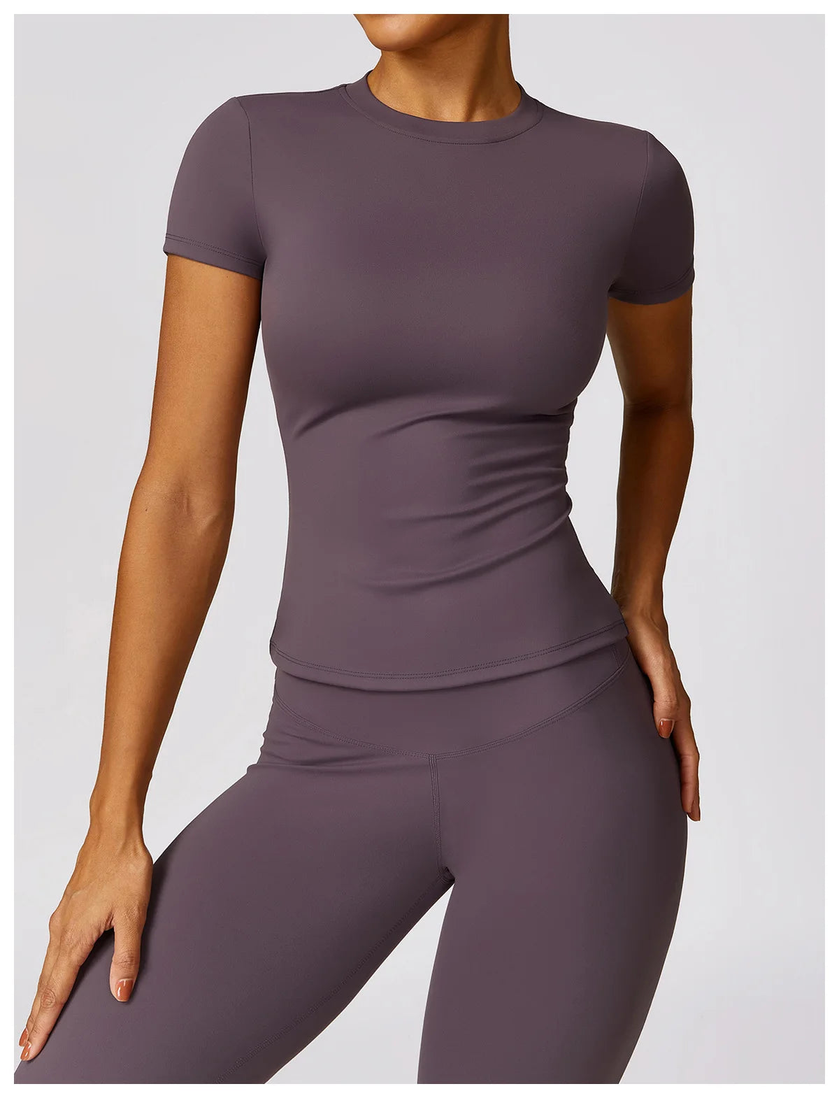 Áo Tập Yoga Nữ 2024 - Nhanh Khô, Tím, Ngắn Tay - Daisan Mart