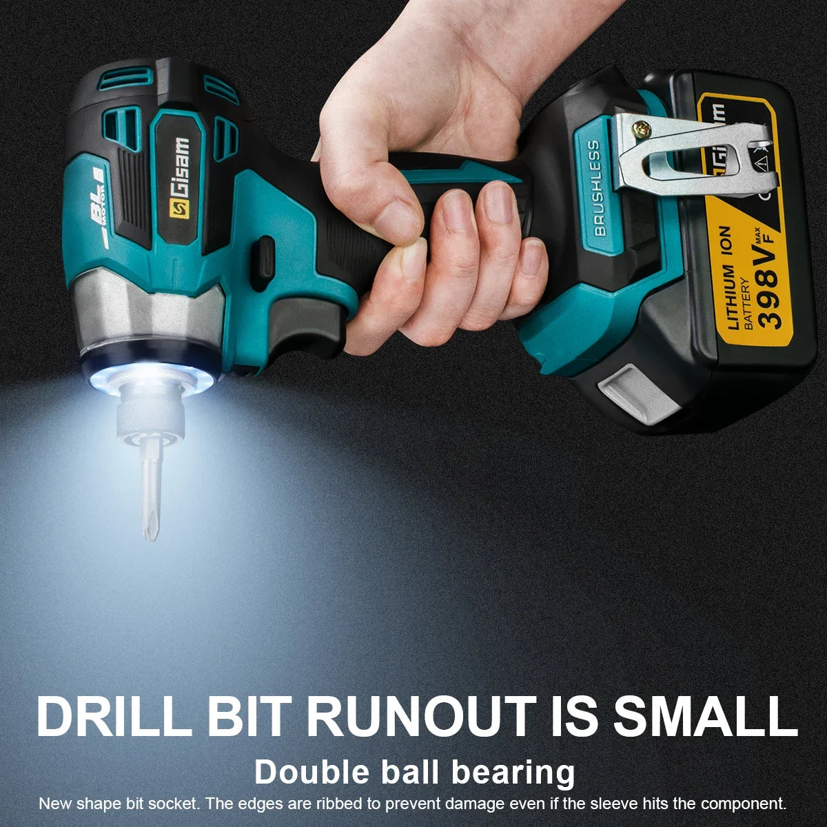 688N.m 1/4'' Brushless Electric Screwdriver Cordless Screwdriver Electric Drill Impact Driver Kit for Makita 18V Battery Battery