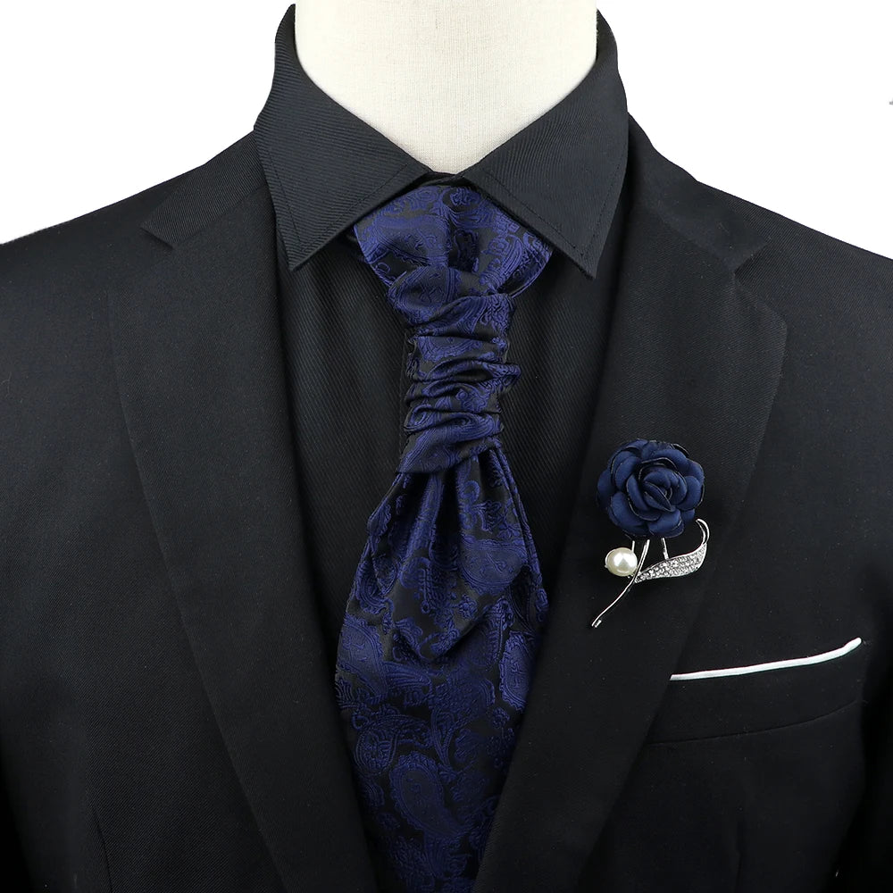 Premium luxury Paisley men's tie &amp; brooch
