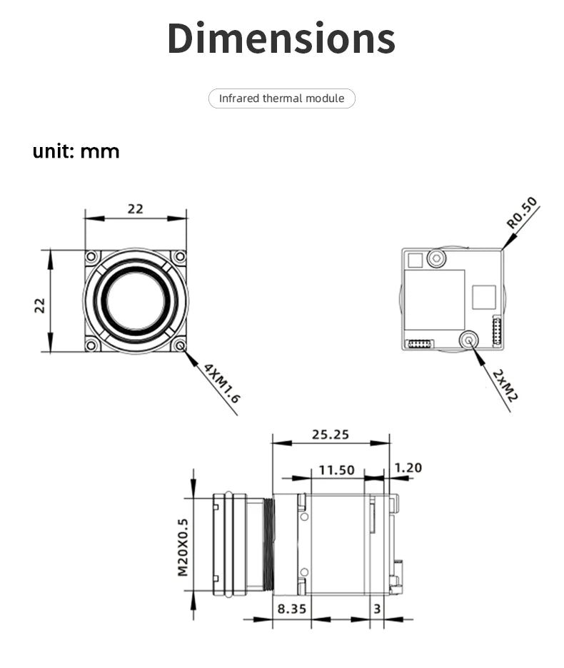 Máy Ảnh Nhiệt Hồng Ngoại FPV USB UVC 9.1mm LC201