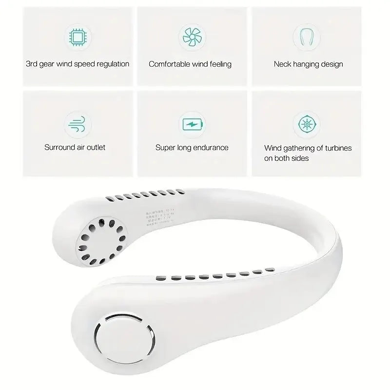 Portable Neck Fan MINI Electric Ventilador Silent Neckband Wearable Cooling FAN USBRechargeable Bladeless Mobile Air Conditioner
