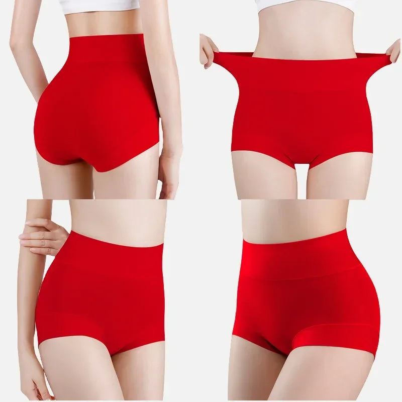Women's cotton high-waisted, stretchy, belly-hugging panties, 2 pieces