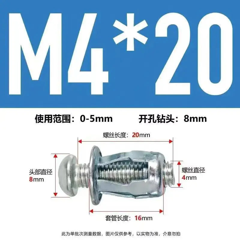 20pcs Jack Nuts Screw Petal Screw Anchors Petal Expansion Plugs for Curtain Expansion Clamp Petal Rivet Lock Jack Nut Bolt