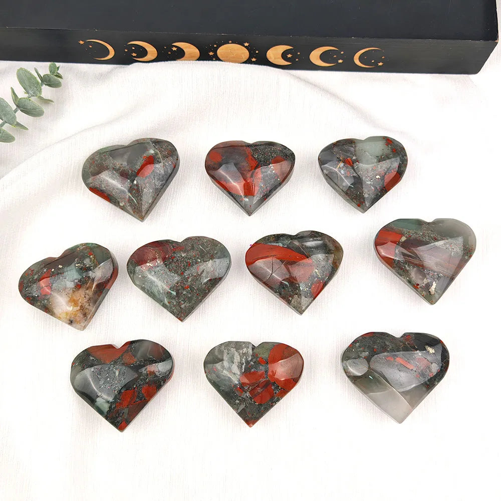 Bloodstone Heart - Healing Stone for Home Decoration