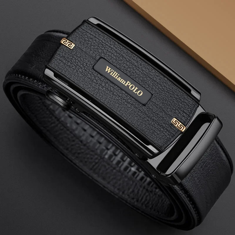 New 2024 high quality men's leather belt with automatic buckle