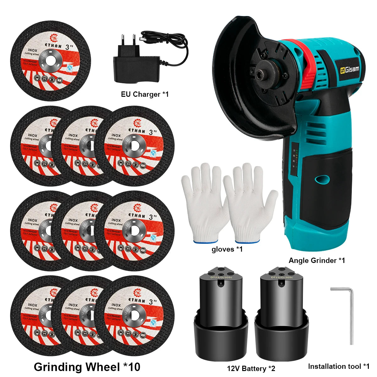 Máy mài góc không chổi than Gisam 19500rpm sạc pin - Daisan Mart