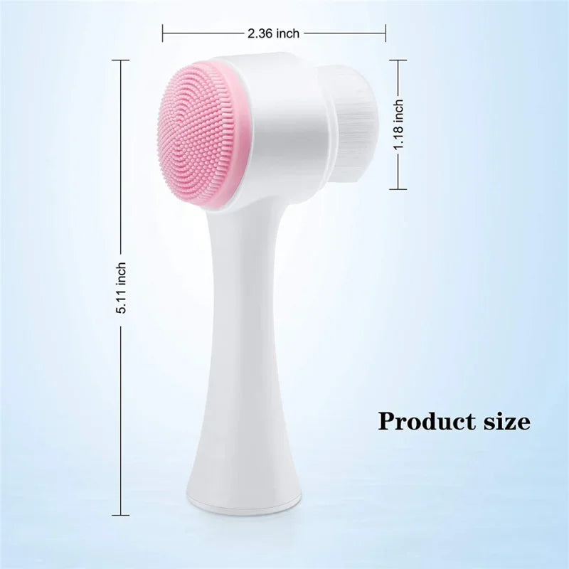 Double-sided soft exfoliating 3D silicone facial brush