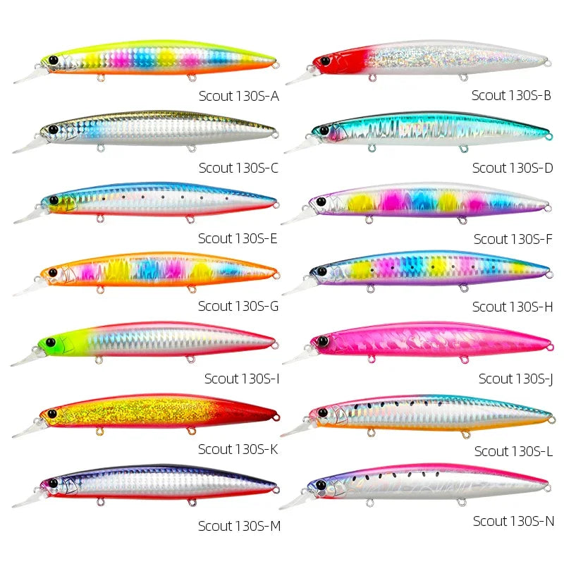 TSURINOYA 130S Sinking Minnow Fishing Lure SCOUT 130mm 24g Long Casting Seabass Flounder Artificial Large Sea Fishing Hard Baits