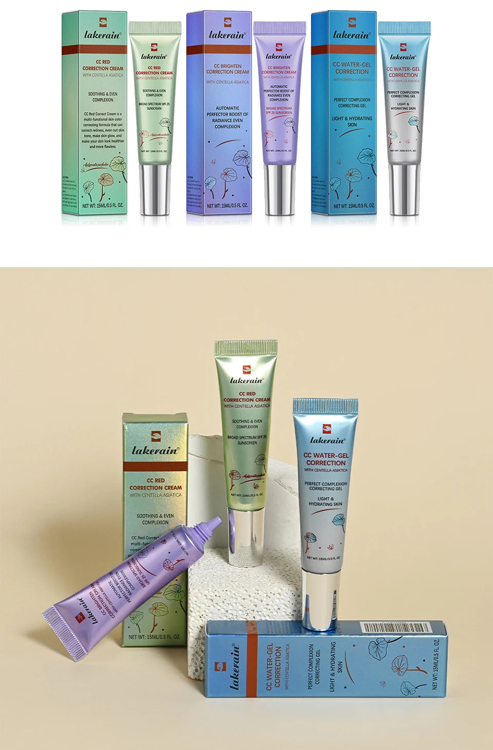 CC Cream Centella High Coverage Foundation Foundation Cream for Face Base Makeup Color Changing Liquid Foundation Korean Makeup