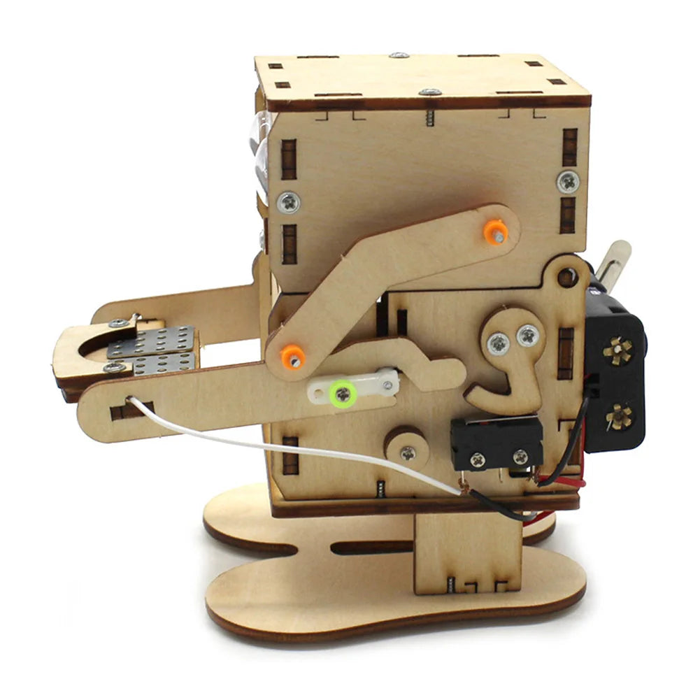 Robot Eating Coin Wood DIY Model Teaching Learning Stem Project for Kid Science Education Experiment Education Toy Assemble Kit - Daisan Mart