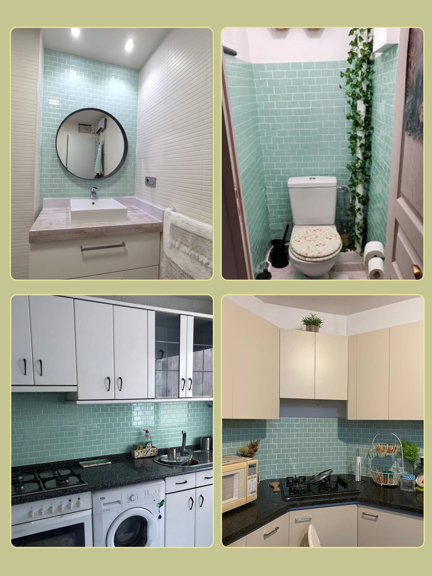 Vividtiles 3D Vinyl Waterproof Kitchen Backsplash Wall Sticker Peel and Stick Wallpaper Premium Strong Ahesive Tile Decals