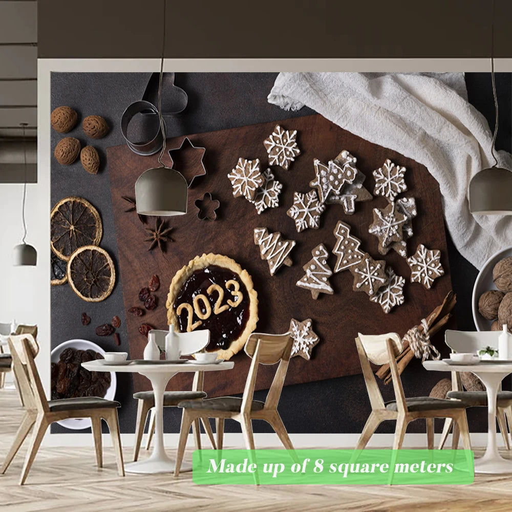 Custom Size Mural Wallpaper 3D Grilled Steak Pizza Shop Donuts Wall Painting Restaurant Cafe Modern Kitchen Spices Wall Papers