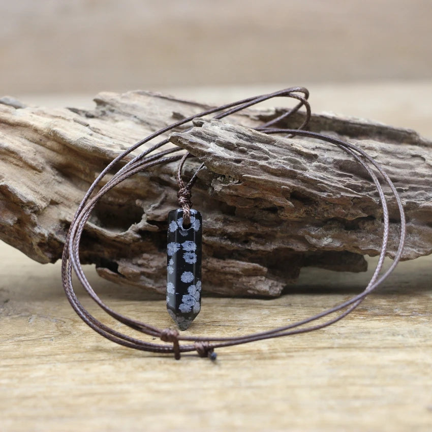 Hexagonal Natural Quartz Stone Necklace