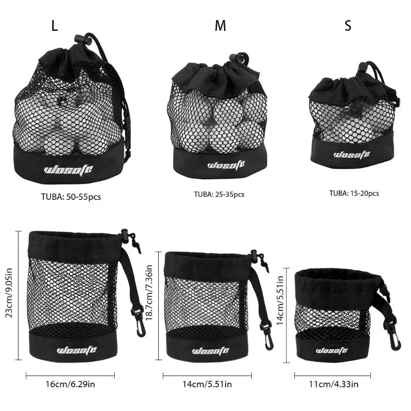 Black Mesh Golf Ball Bag with Convenient Hanging Hook