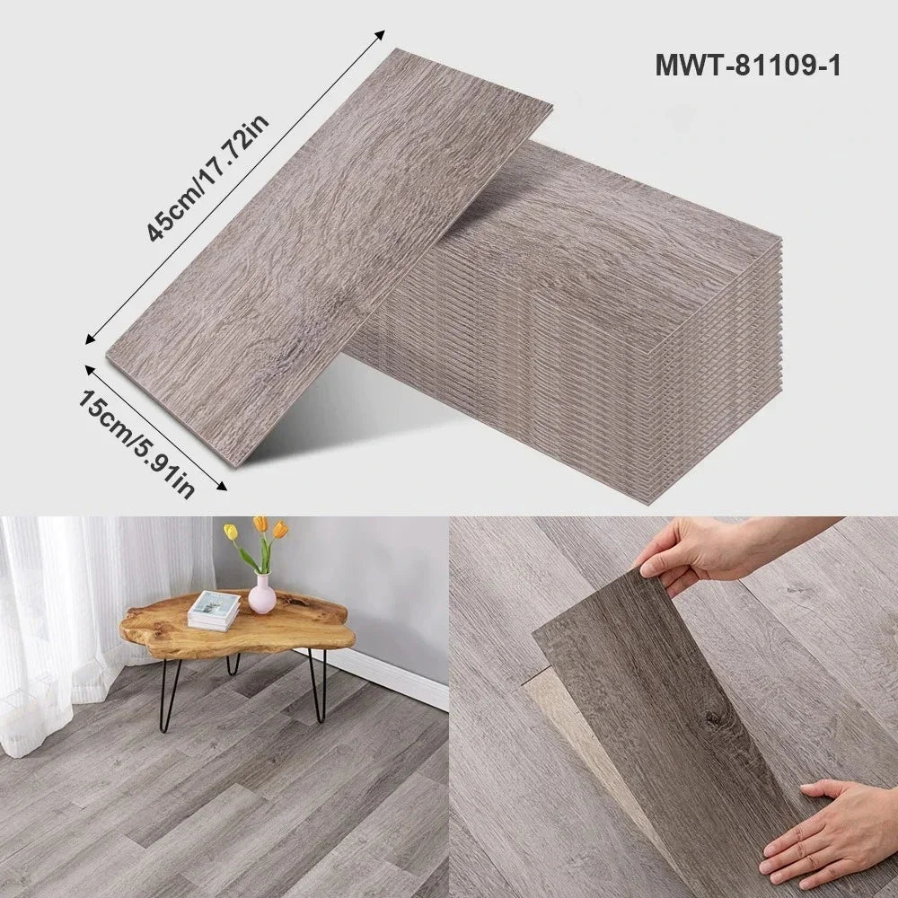 45x15cm Floor Sticker Wall Sticker Modern Self-adhesive Thick PVC Wood Grain Floor Sticker Living Room Bedroom Decoration