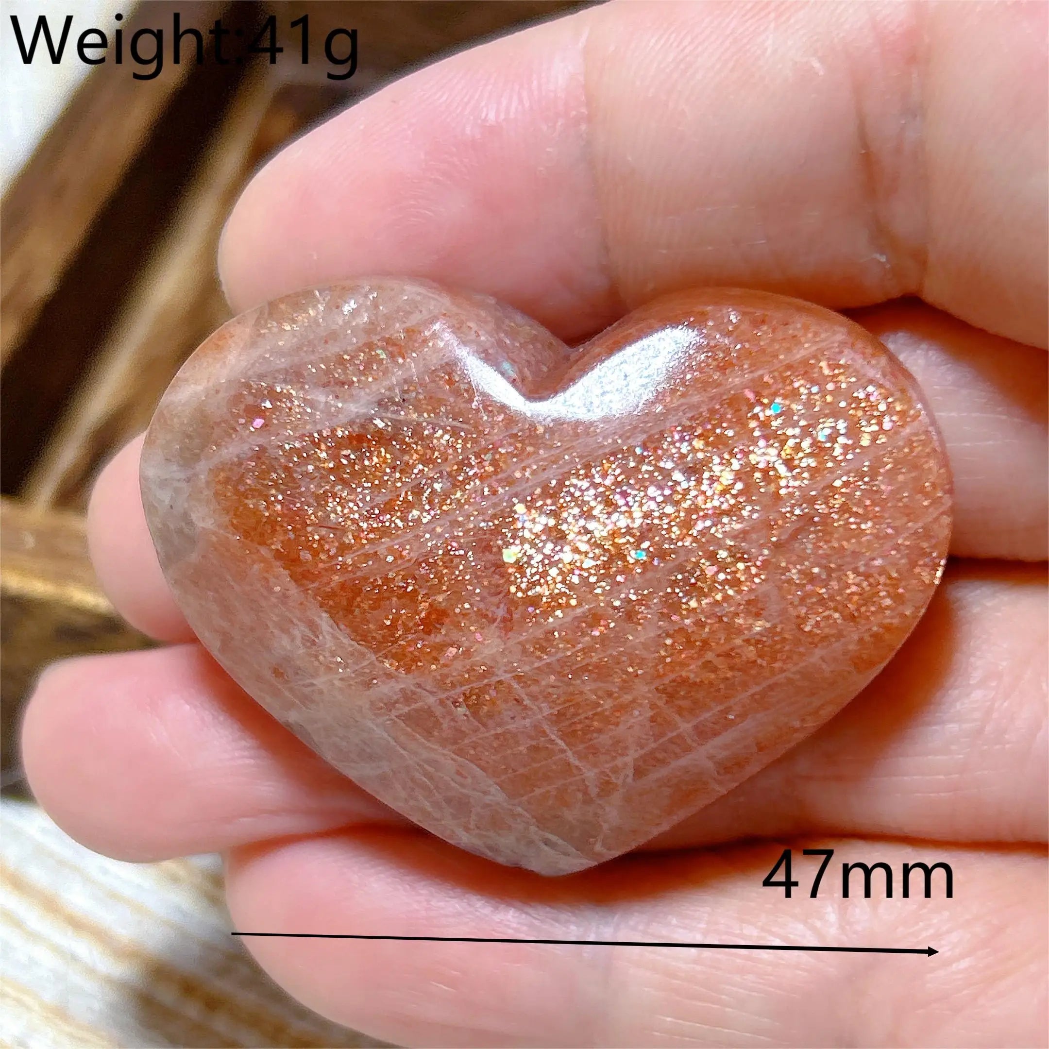 Natural Sunstone Heart Shaped Healing Decoration