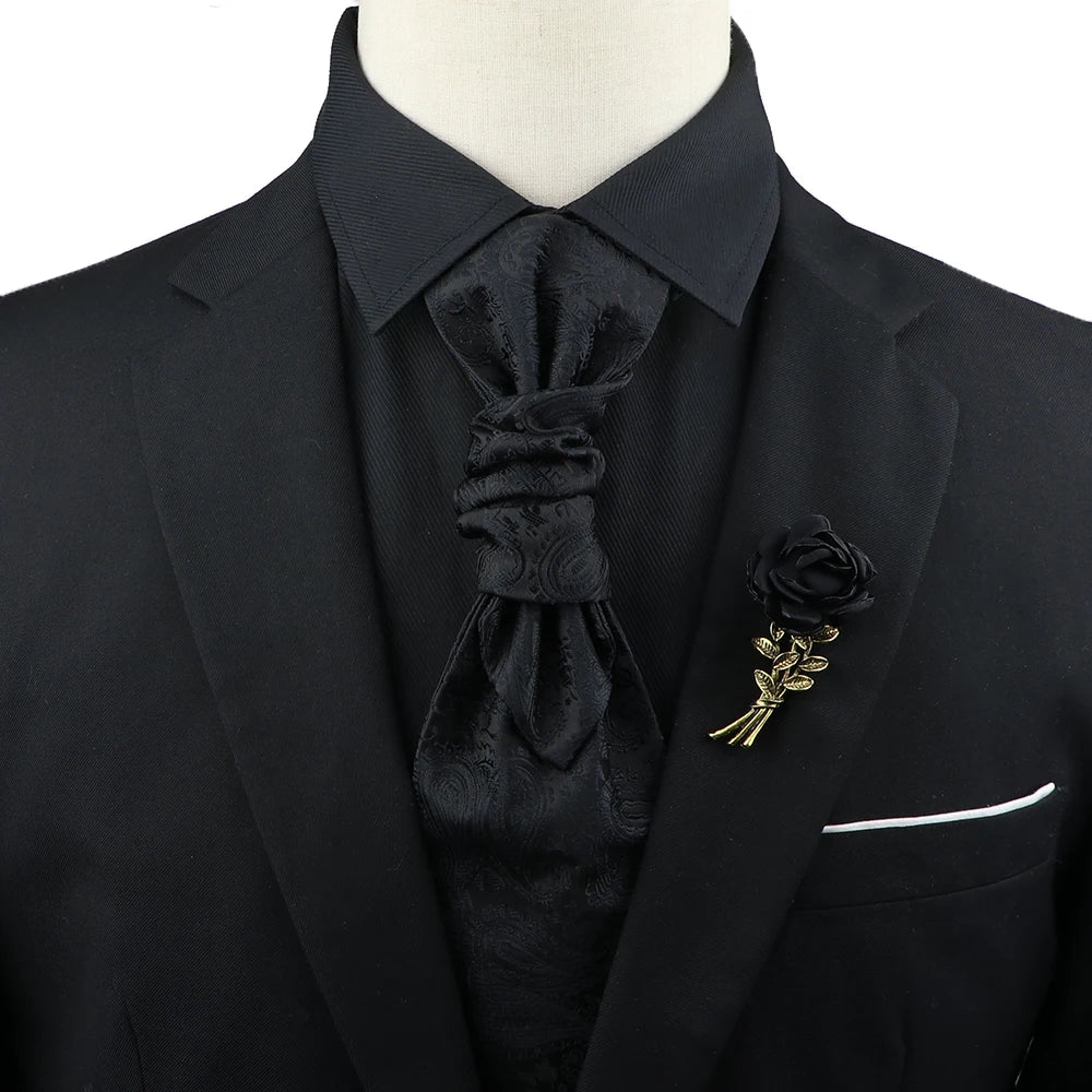 Premium luxury Paisley men's tie &amp; brooch