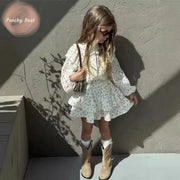 Baby Girl Floral Outfits 2-Piece Layered Top &amp; Skirt 2-7 Years Old