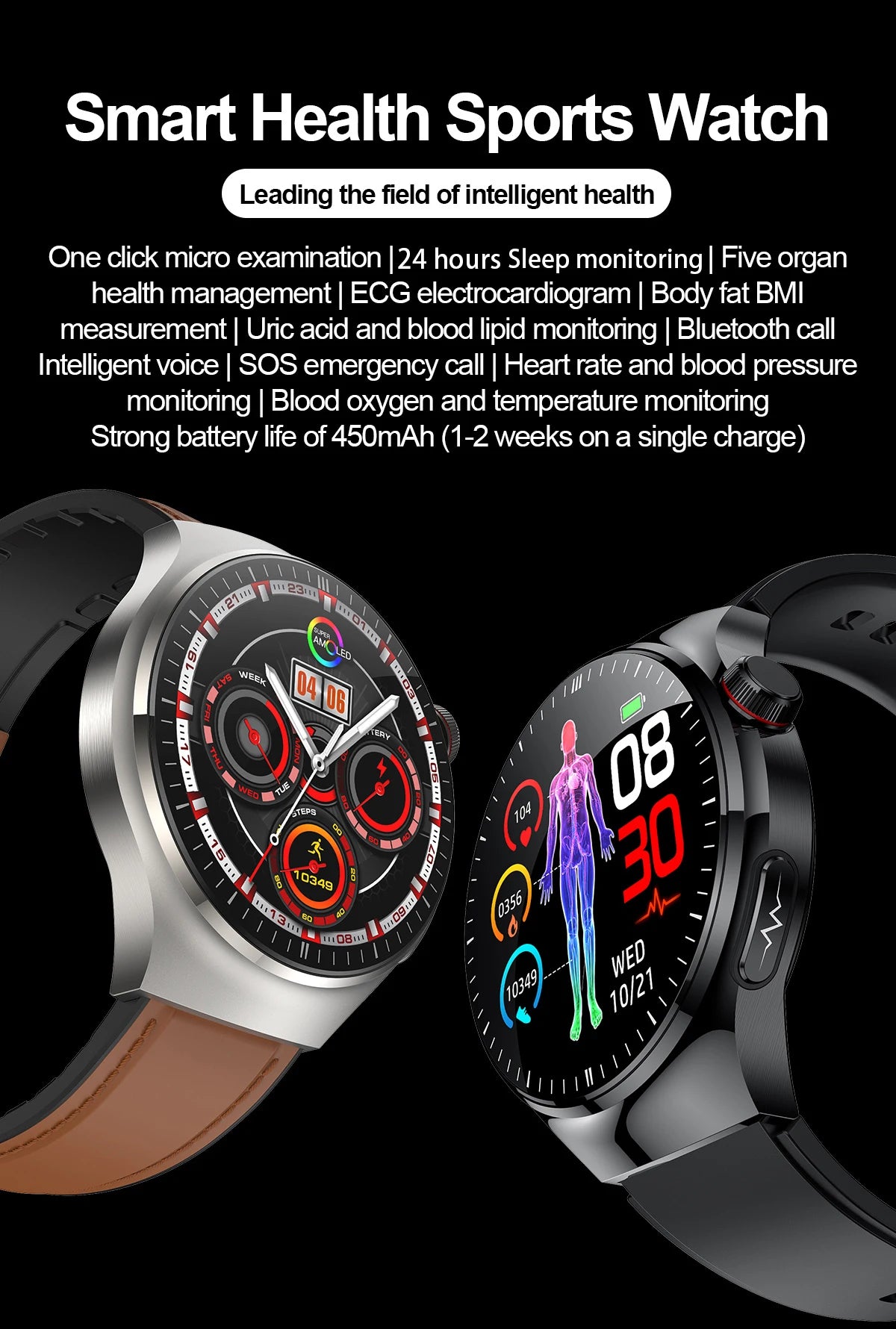 2025 Medical Smartwatch: Oxygen, Fat, ECG+PPG Measurement